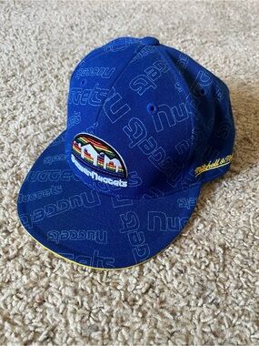 Mitchell & Ness Denver Nuggets Hardwood Classics Blue Fitted Graphic Hat